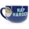 Silver Buffalo Lilo and Stitch Aloha Multi Face Ceramic Soup Mug with Vented Plastic Lid, 24 Ounces, 1 Count (Pack of 1)(The Mandalorian: Work Hard  Nap Harder)