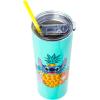 Silver Buffalo Lilo and Stitch Ohana Means Family Pineapple 22oz Double Walled Stainless Steel Tumbler w Straw