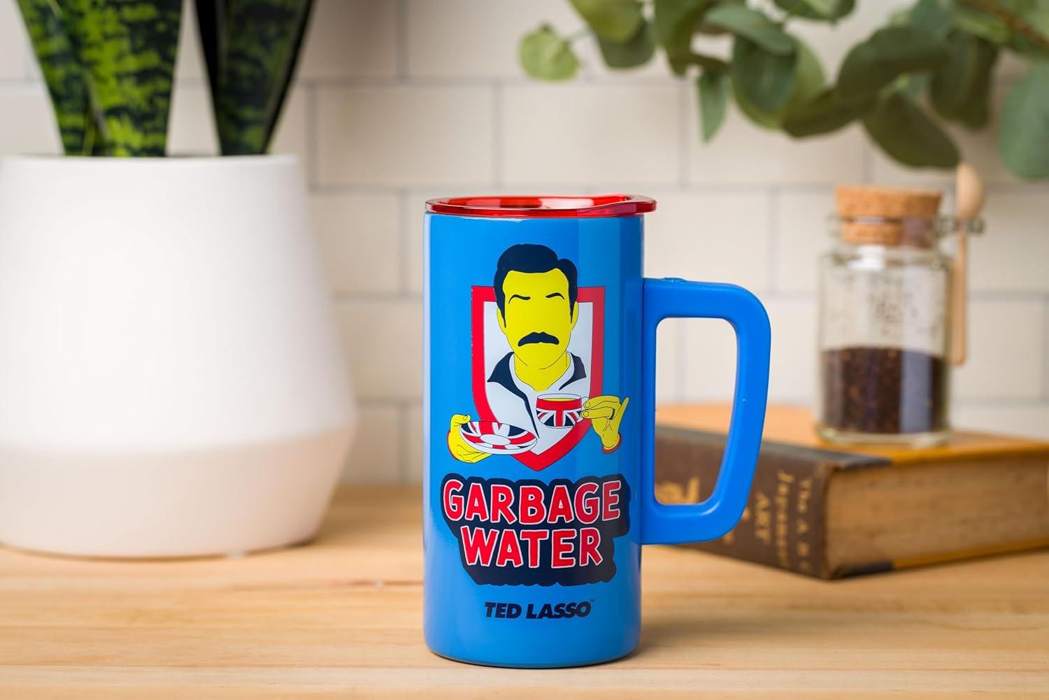 imageSilver Buffalo Ted Lasso Garbage Water Double Wall Stainless Steel Coffee Mug with Handle 15 Ounces15 oz Ted Lasso Garbage Water