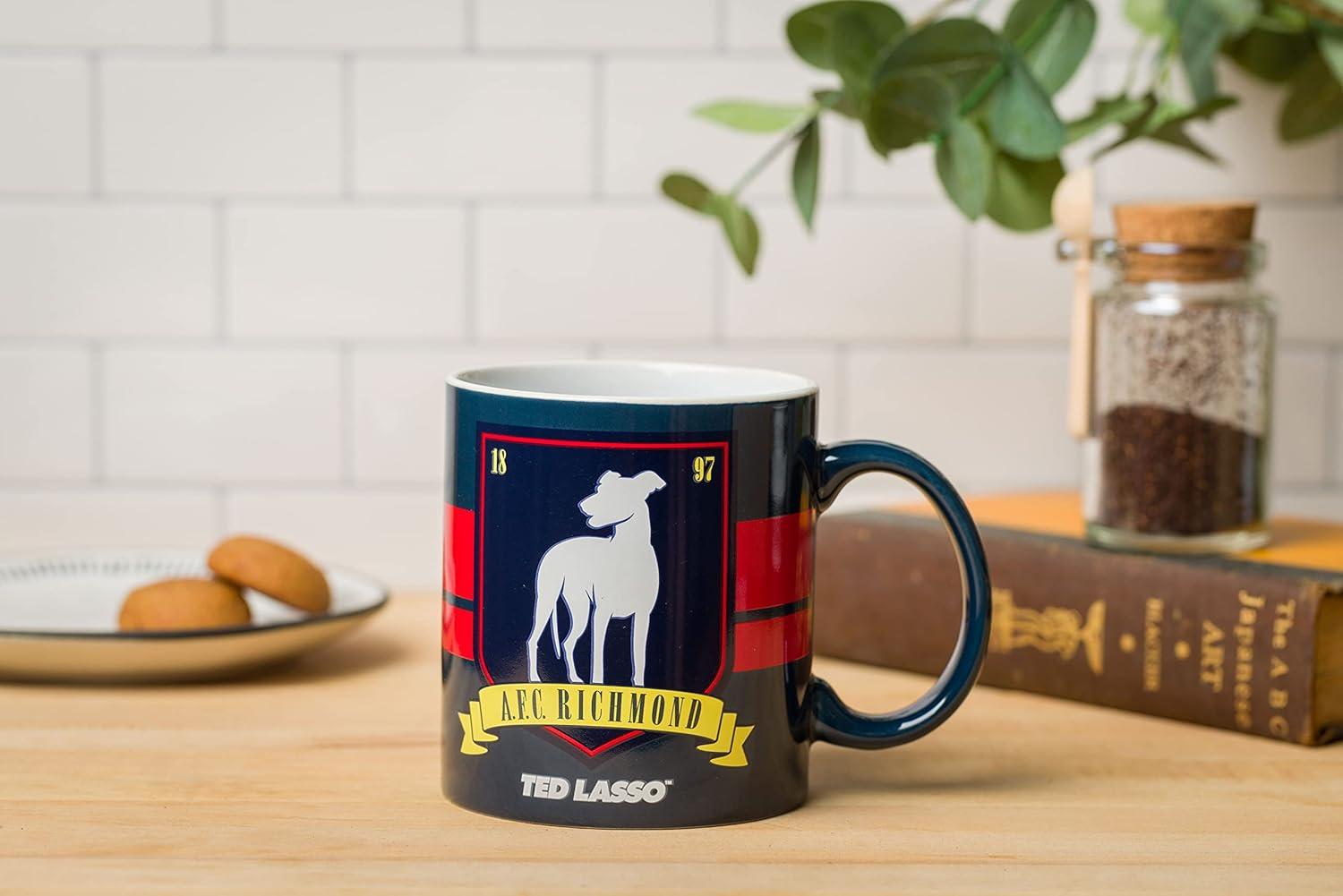 imageSilver Buffalo Ted Lasso Garbage Water Double Wall Stainless Steel Coffee Mug with Handle 15 Ounces20oz Richmond Crest Logo