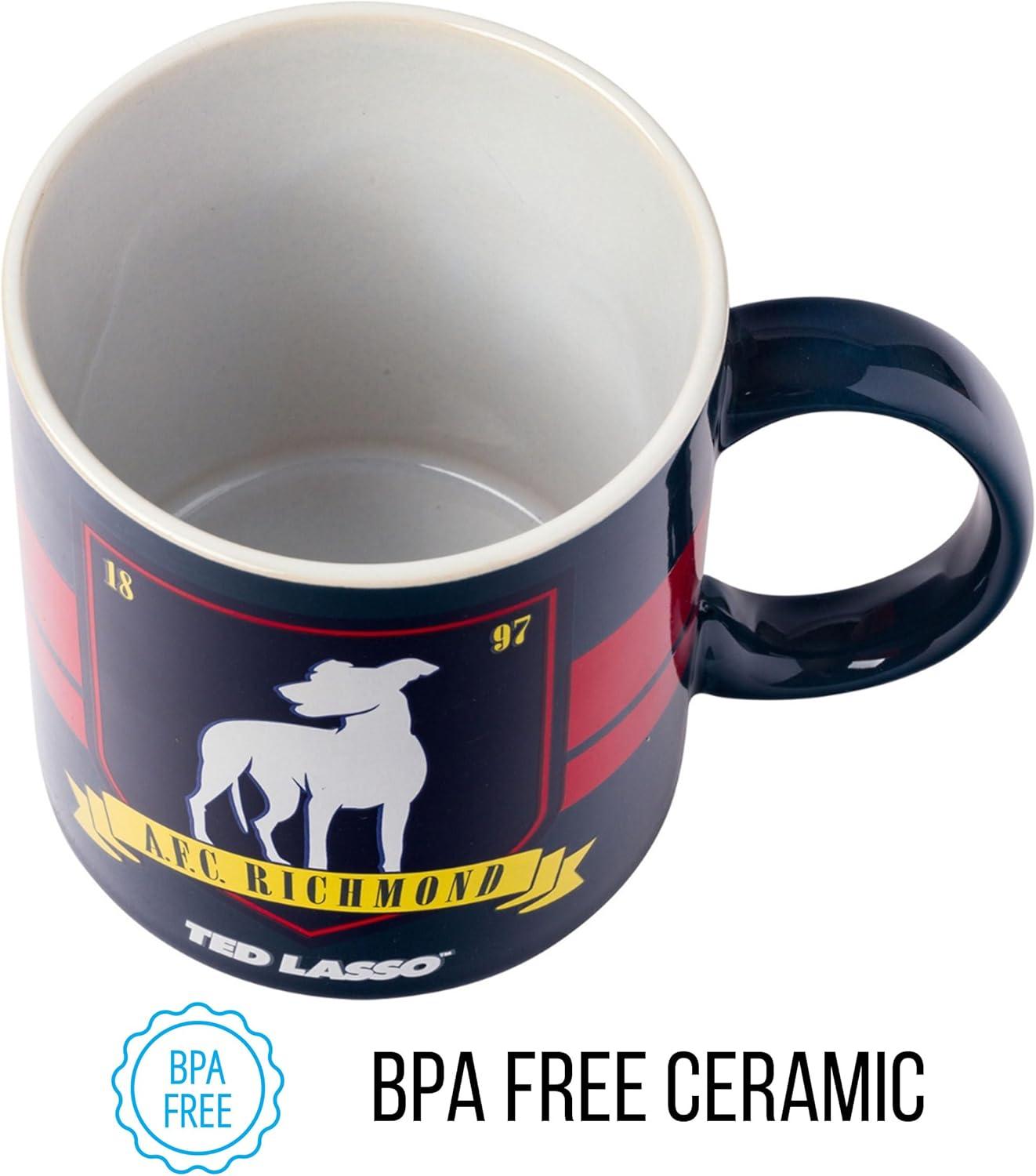 imageSilver Buffalo Ted Lasso Garbage Water Double Wall Stainless Steel Coffee Mug with Handle 15 Ounces20oz Richmond Crest Logo