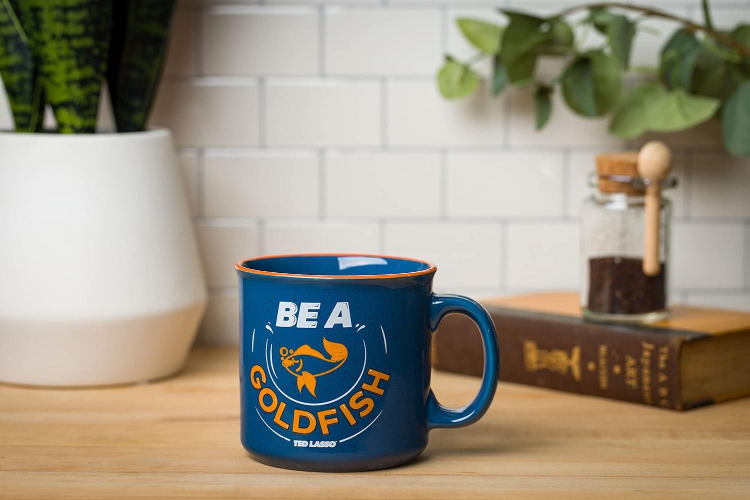 imageSilver Buffalo Ted Lasso Garbage Water Double Wall Stainless Steel Coffee Mug with Handle 15 OuncesTed Lasso Be a Goldfish