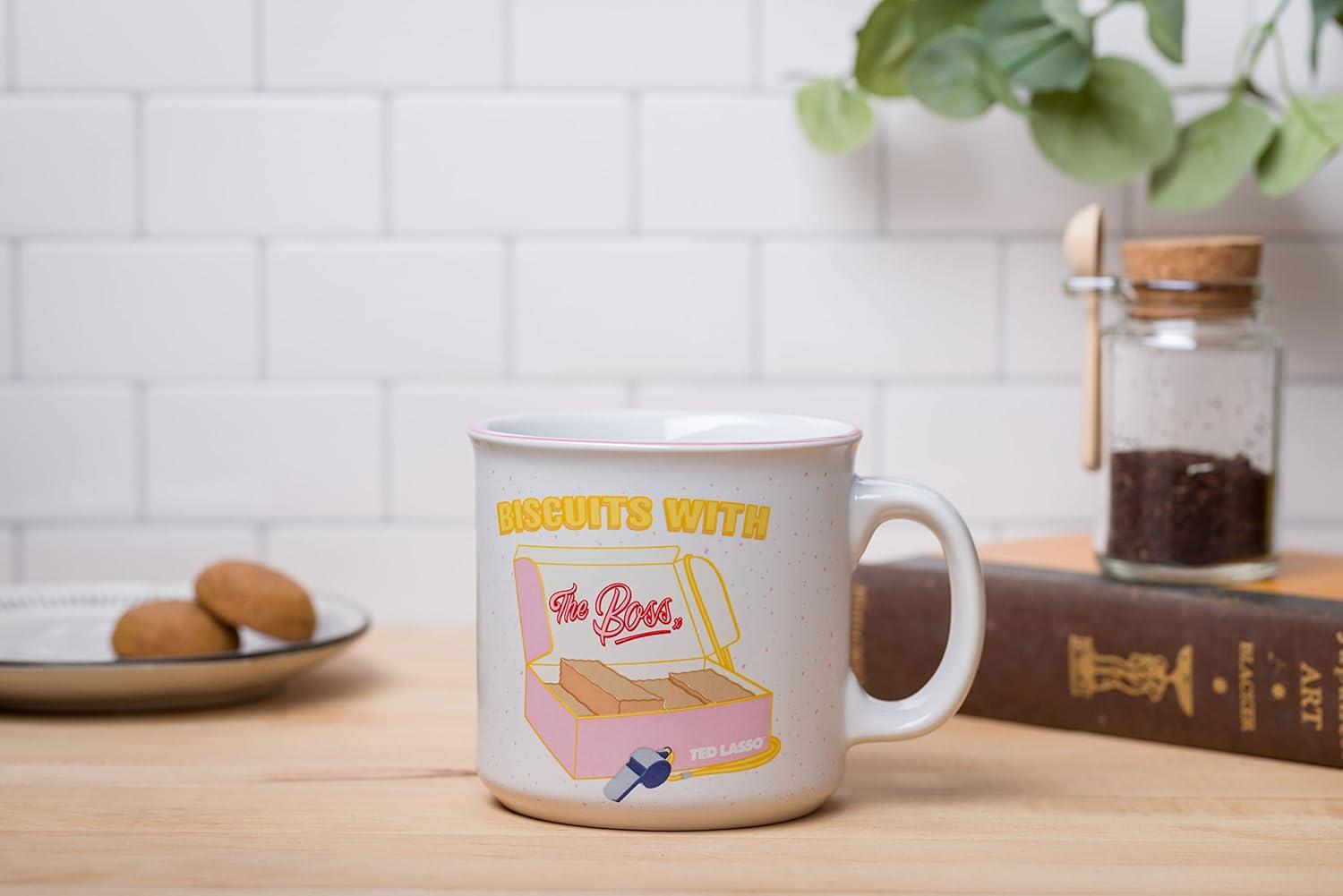 imageSilver Buffalo Ted Lasso Garbage Water Double Wall Stainless Steel Coffee Mug with Handle 15 OuncesTed Lasso Biscuits with the Boss