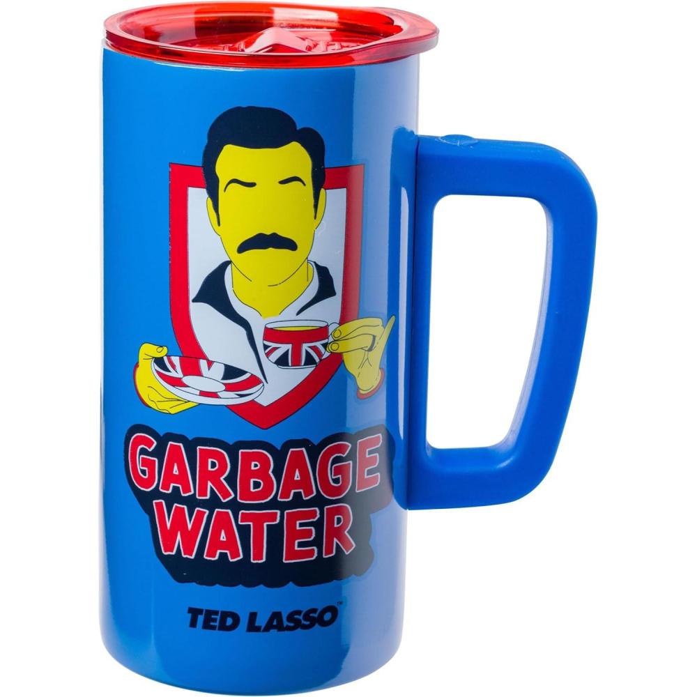 imageSilver Buffalo Ted Lasso Garbage Water Double Wall Stainless Steel Coffee Mug with Handle 15 Ounces15 oz Ted Lasso Garbage Water
