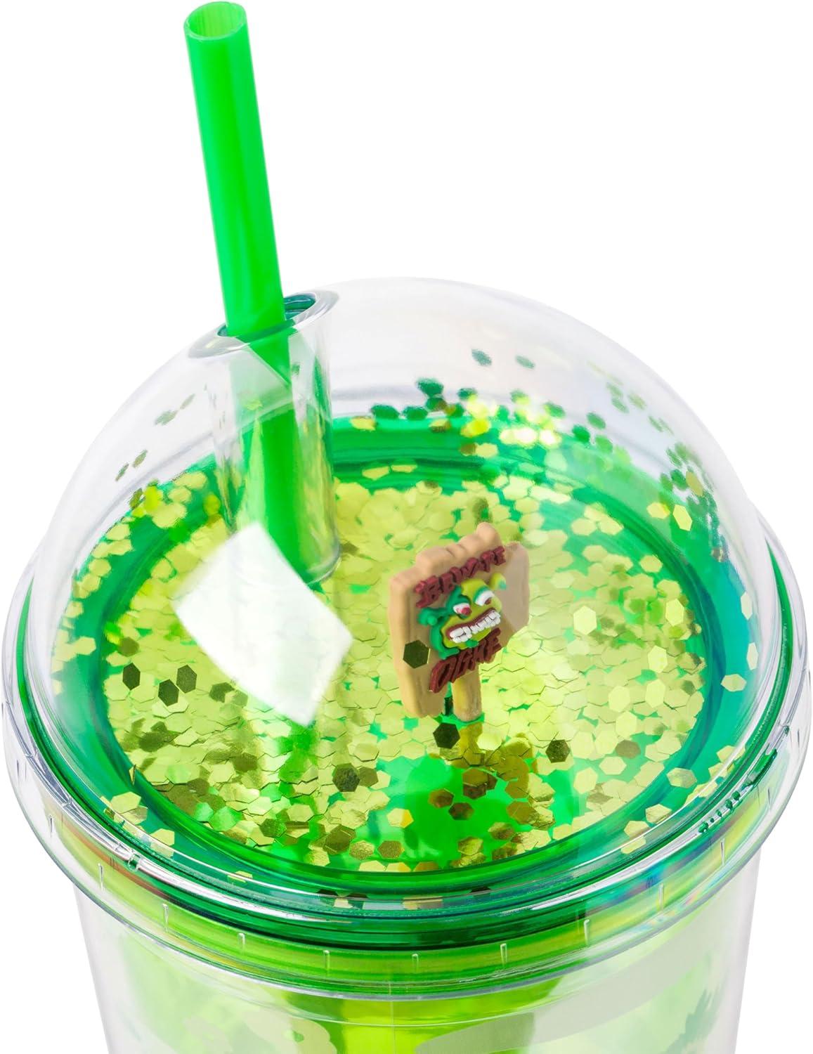 imageSilver Buffalo Shrek Swamp Beware Ogre Dome Glitter Top Travel Tumbler 24 OuncesShrek