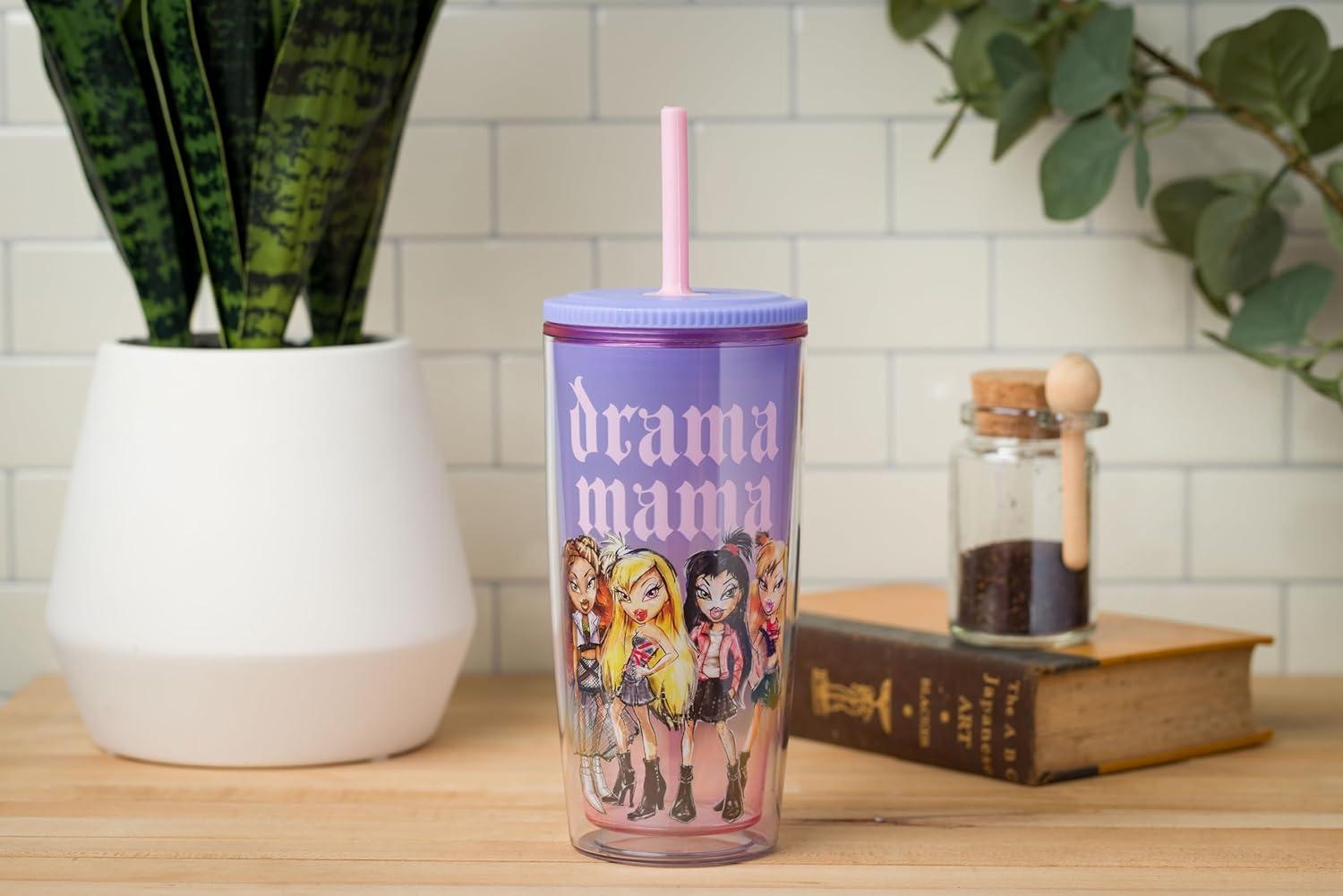 imageSilver Buffalo Wicked Core Elphaba and Glinda Split Patterns Rhinestone Lid 20oz Plastic Tall Cold Cup wLid and StrawBratz Drama Mama