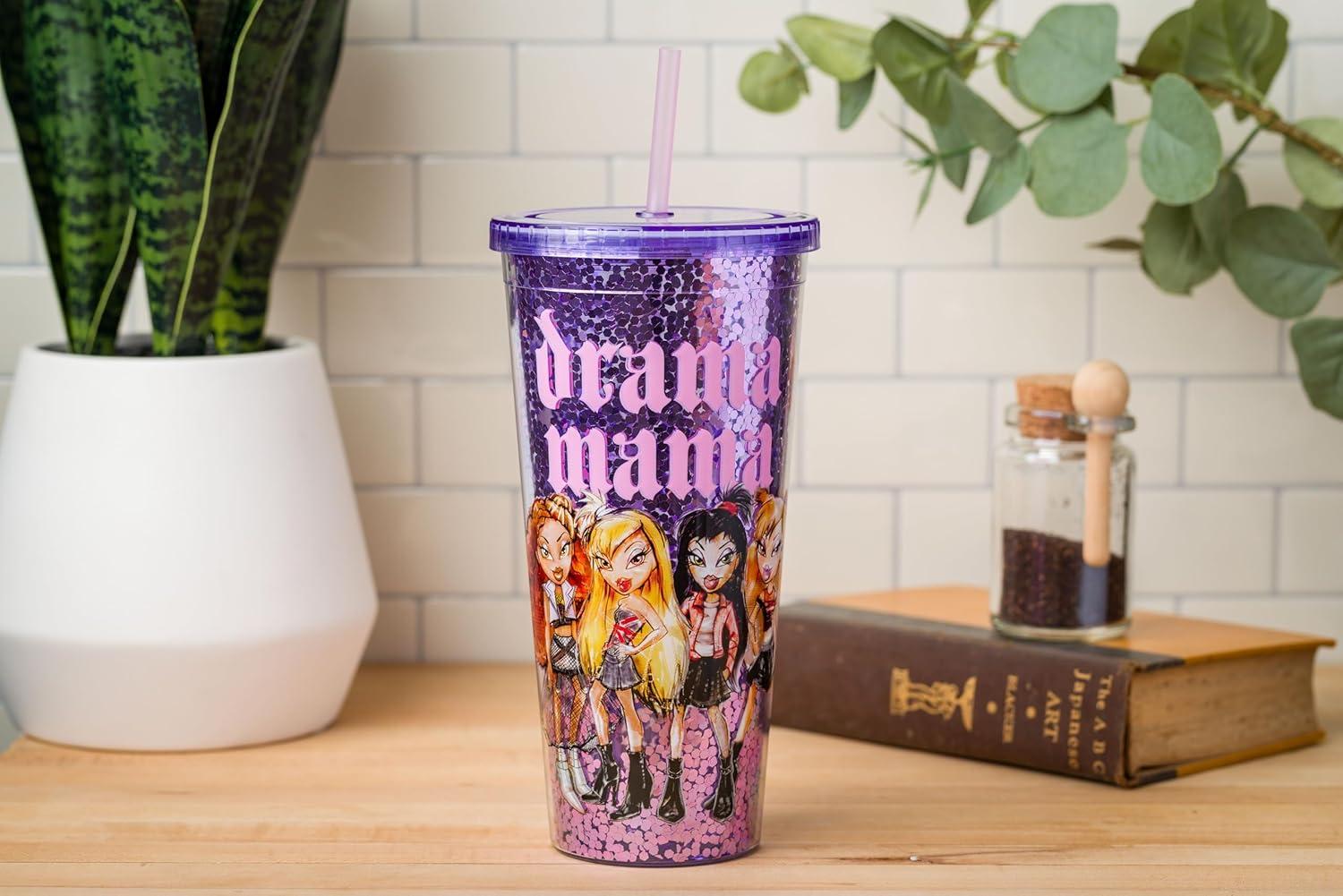 imageSilver Buffalo Wicked Core Elphaba and Glinda Split Patterns Rhinestone Lid 20oz Plastic Tall Cold Cup wLid and StrawBratz Drama Mama Big