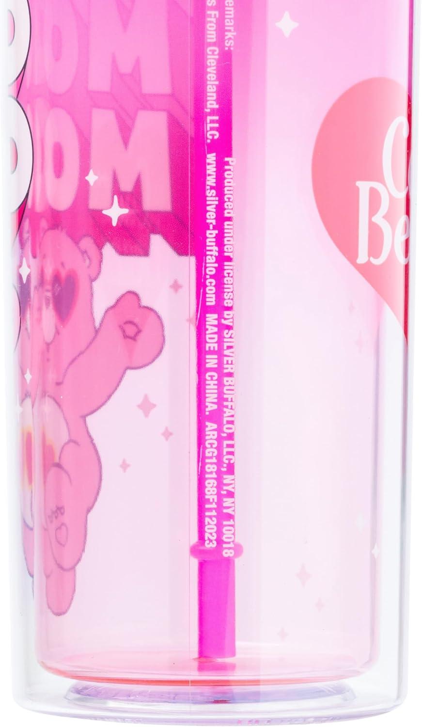 imageSilver Buffalo Wicked Core Elphaba and Glinda Split Patterns Rhinestone Lid 20oz Plastic Tall Cold Cup wLid and StrawCare Bears LoveALotBear Mood