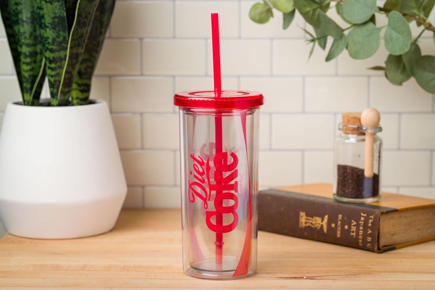 imageSilver Buffalo Wicked Core Elphaba and Glinda Split Patterns Rhinestone Lid 20oz Plastic Tall Cold Cup wLid and StrawCoca Cola Diet Coke