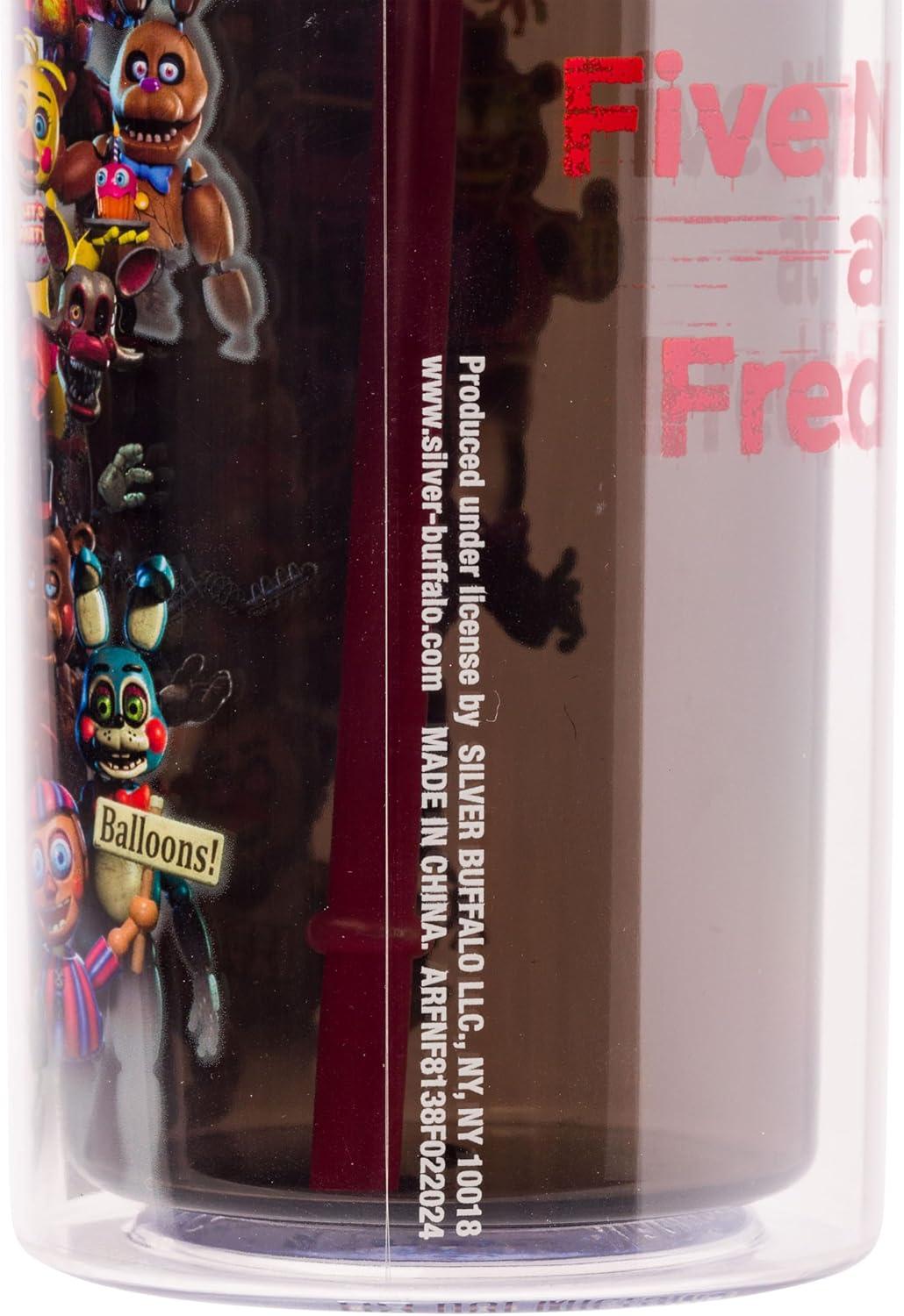 imageSilver Buffalo Wicked Core Elphaba and Glinda Split Patterns Rhinestone Lid 20oz Plastic Tall Cold Cup wLid and StrawFive Nights at Freddys