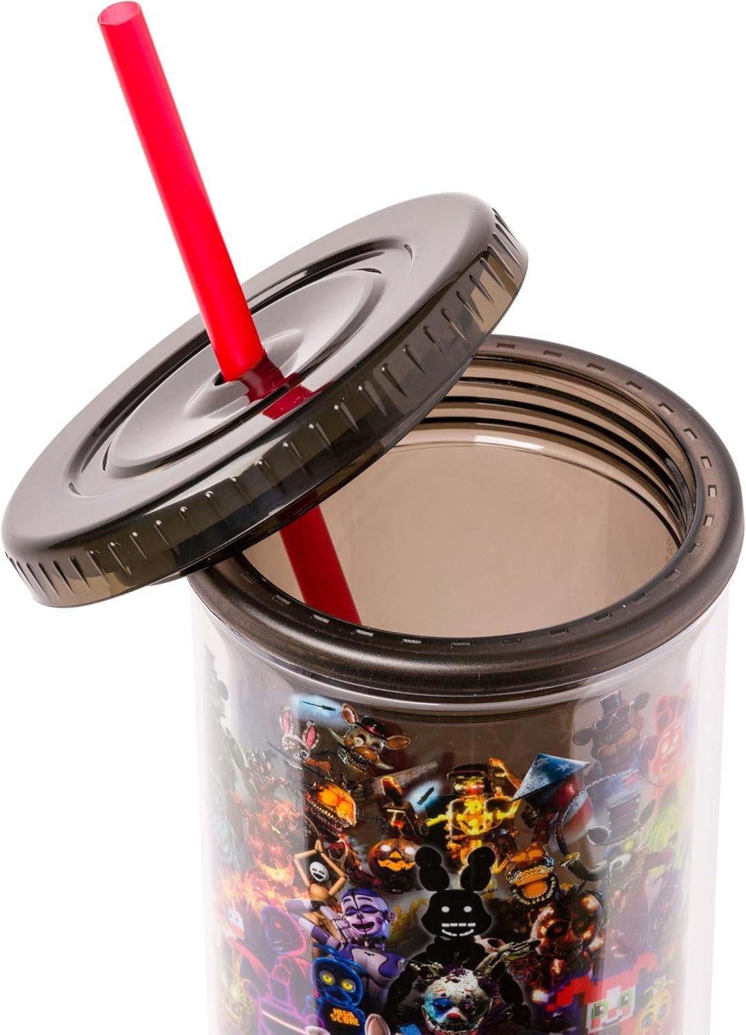 imageSilver Buffalo Wicked Core Elphaba and Glinda Split Patterns Rhinestone Lid 20oz Plastic Tall Cold Cup wLid and StrawFive Nights at Freddys