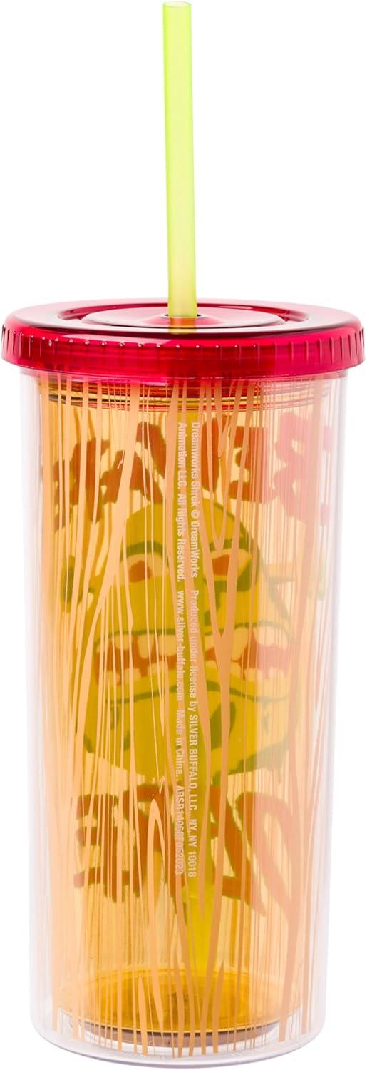 imageSilver Buffalo Wicked Core Elphaba and Glinda Split Patterns Rhinestone Lid 20oz Plastic Tall Cold Cup wLid and StrawShrek Beware Ogre