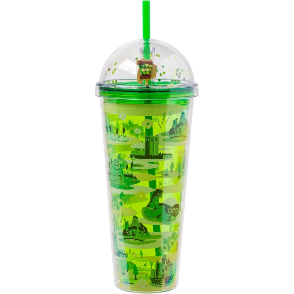 imageSilver Buffalo Shrek Swamp Beware Ogre Dome Glitter Top Travel Tumbler 24 OuncesShrek