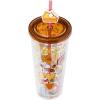 Silver Buffalo Peanuts Fall Autumn Thanksgiving Feast Featuring Snoopy and Woodstock Plastic Cold Cup with Lid and Straw Topper, 24 Ounces