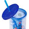 Silver Buffalo Wicked Core Elphaba and Glinda Split Patterns Rhinestone Lid 20oz Plastic Tall Cold Cup w/Lid and Straw(Blue/Multi)