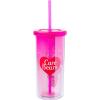 Silver Buffalo Wicked Core Elphaba and Glinda Split Patterns Rhinestone Lid 20oz Plastic Tall Cold Cup w/Lid and Straw(Care Bears Love-A-Lot-Bear Mood)