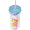 Silver Buffalo Wicked Core Elphaba and Glinda Split Patterns Rhinestone Lid 20oz Plastic Tall Cold Cup w/Lid and Straw(Care Bears with Rhinestones Lid)