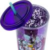 Silver Buffalo Wicked Core Elphaba and Glinda Split Patterns Rhinestone Lid 20oz Plastic Tall Cold Cup w/Lid and Straw(Diabolically Devious)