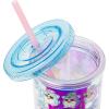 Silver Buffalo Wicked Core Elphaba and Glinda Split Patterns Rhinestone Lid 20oz Plastic Tall Cold Cup w/Lid and Straw(Furby Iridescent)