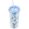 Silver Buffalo Wicked Core Elphaba and Glinda Split Patterns Rhinestone Lid 20oz Plastic Tall Cold Cup w/Lid and Straw(Lilo and Stitch Floral and Leaves)