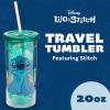 Silver Buffalo Wicked Core Elphaba and Glinda Split Patterns Rhinestone Lid 20oz Plastic Tall Cold Cup w/Lid and Straw(Lilo and Stitch Sitting Tropical)