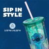 Silver Buffalo Wicked Core Elphaba and Glinda Split Patterns Rhinestone Lid 20oz Plastic Tall Cold Cup w/Lid and Straw(Lilo and Stitch Sitting Tropical)