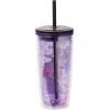 Silver Buffalo Wicked Core Elphaba and Glinda Split Patterns Rhinestone Lid 20oz Plastic Tall Cold Cup w/Lid and Straw(Purple/Multi)