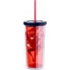 Silver Buffalo Wicked Core Elphaba and Glinda Split Patterns Rhinestone Lid 20oz Plastic Tall Cold Cup w/Lid and Straw(Spider-Man in Santa Hat)