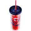 Silver Buffalo Wicked Core Elphaba and Glinda Split Patterns Rhinestone Lid 20oz Plastic Tall Cold Cup w/Lid and Straw(Spider-Man in Santa Hat)