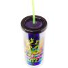 Silver Buffalo Wicked Core Elphaba and Glinda Split Patterns Rhinestone Lid 20oz Plastic Tall Cold Cup w/Lid and Straw(Teenage Mutant Ninja Turtles)