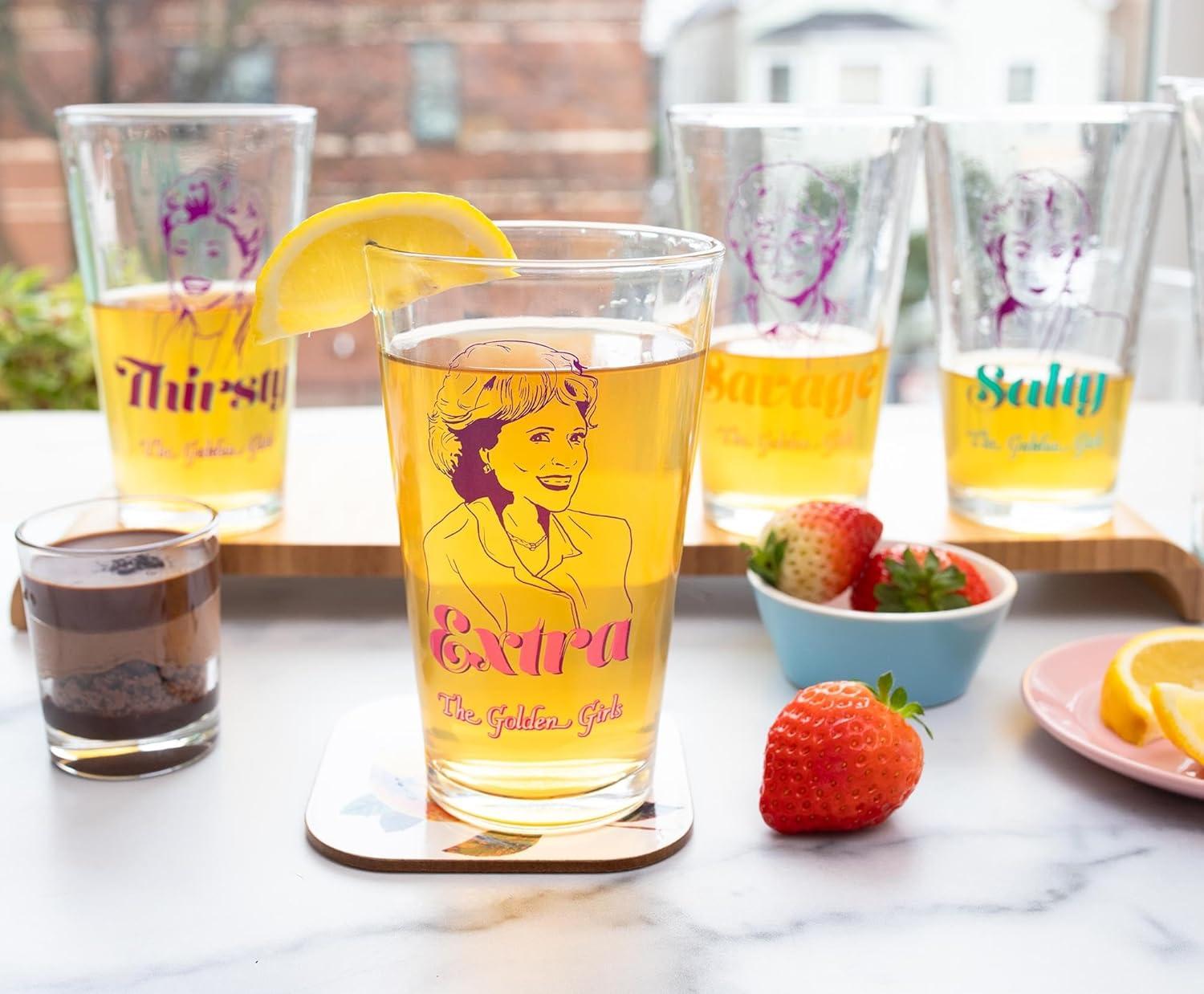 imageSilver Buffalo Golden Girls Line Art Salty Thirsty Extra Savage 4pc Pint Glass Set 16 Ounces16 Ounces