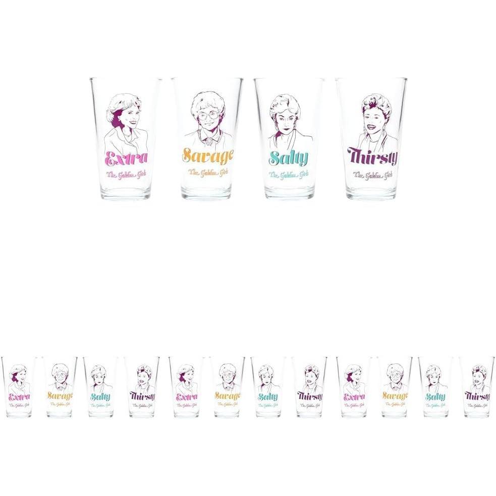 imageSilver Buffalo Golden Girls Line Art Salty Thirsty Extra Savage 4pc Pint Glass Set 16 Ounces16 Ounces Pack of 4
