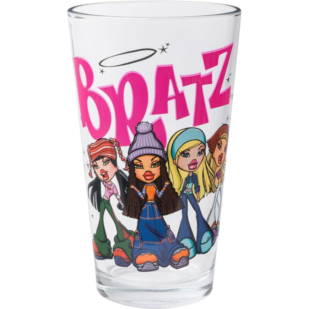 imageSilver Buffalo Bratz Dolls Featuring Cloe Yasmin Jade and Sasha Pint Glass 16 OuncesBratz