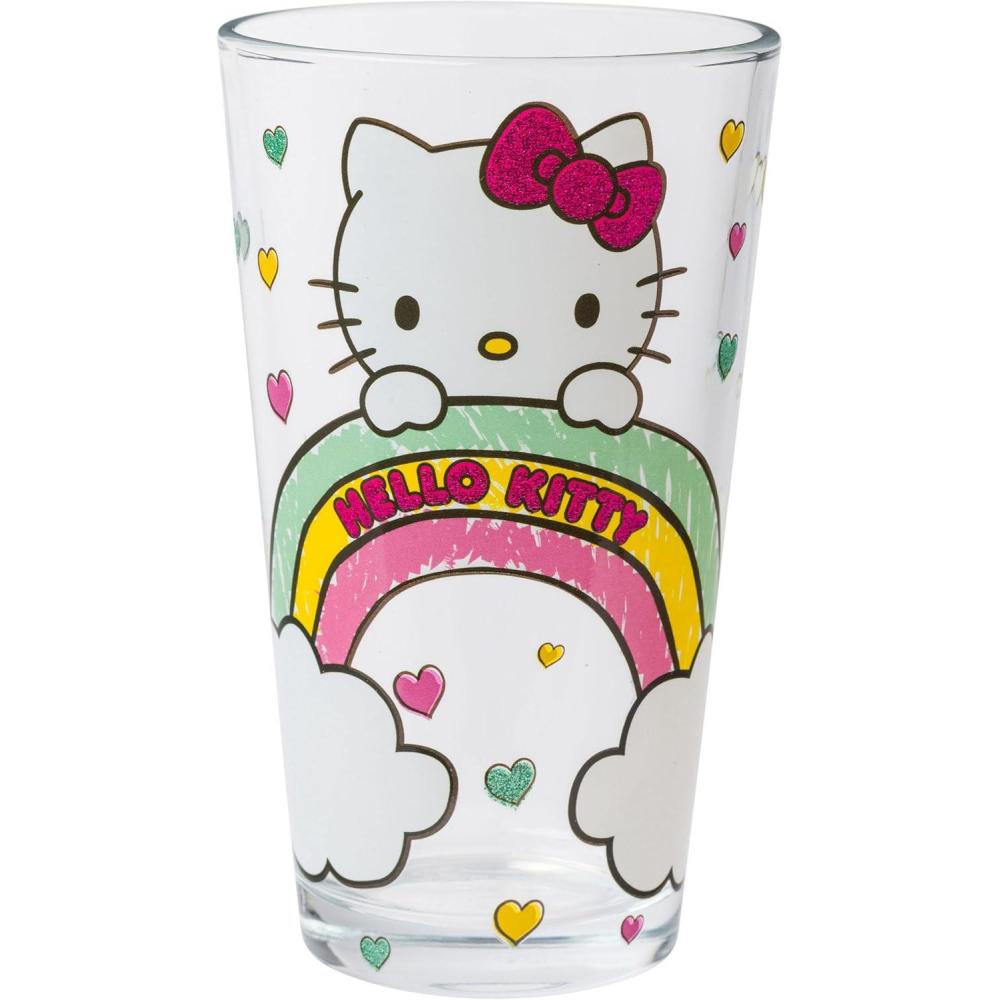 imageSilver Buffalo Bratz Dolls Featuring Cloe Yasmin Jade and Sasha Pint Glass 16 OuncesHello Kitty Rainbows and Clouds