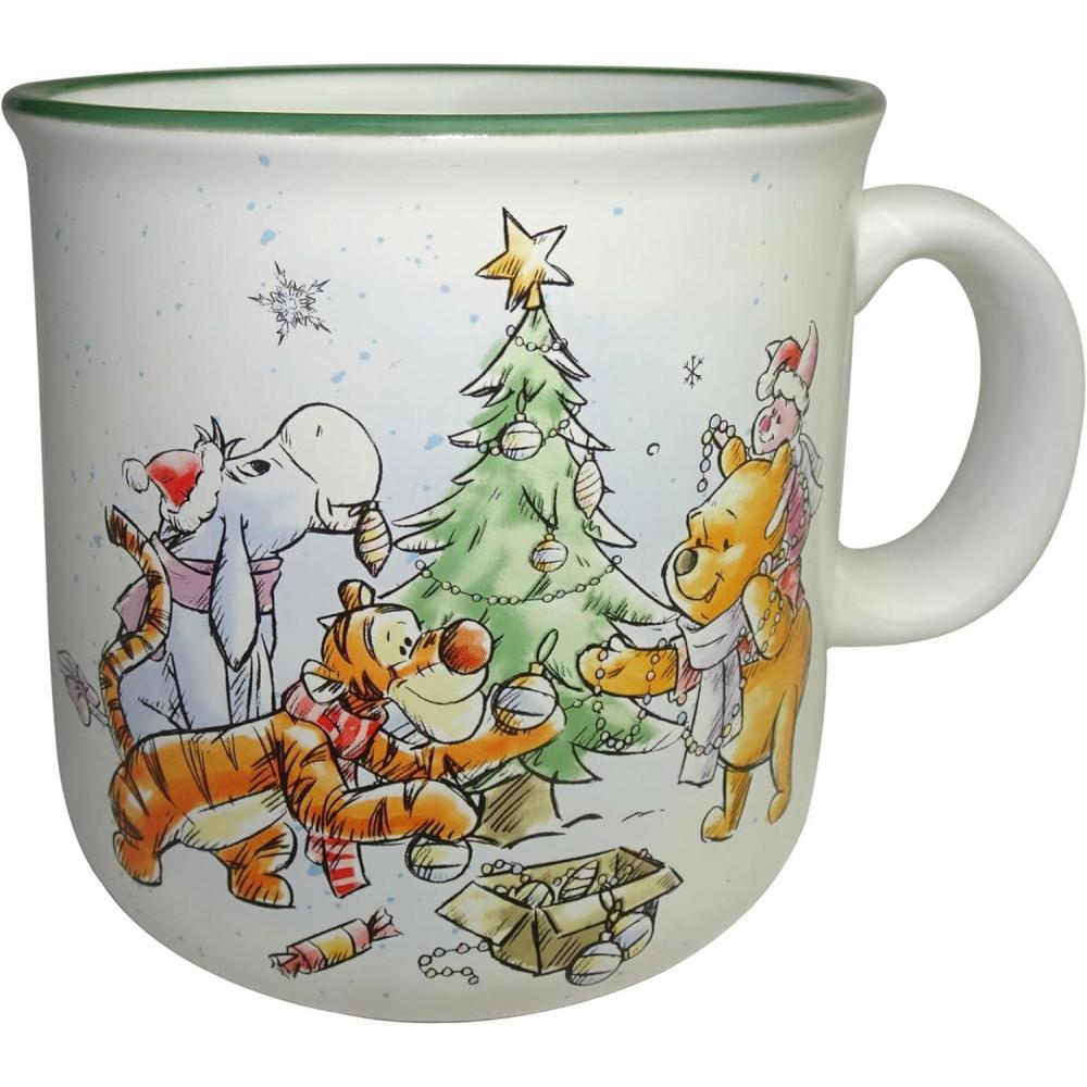 imageSilver Buffalo Disney Winnie the Pooh Christmas Ceramic Camper Mug Featuring Piglet Tigger Eeyore and Winnie the Pooh 20 OuncesWinnie the Pooh Around the Christmas Tree