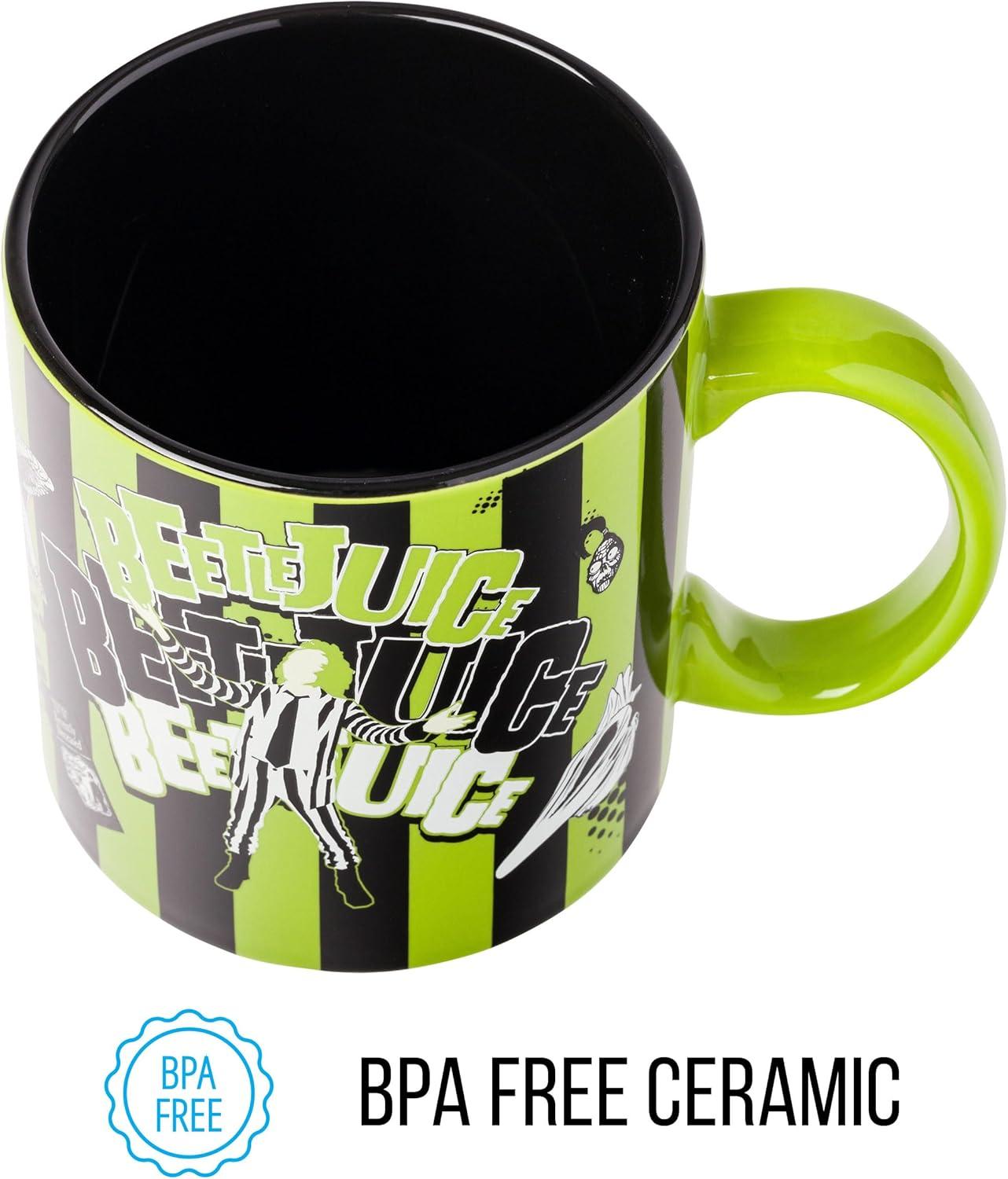 imageSilver Buffalo Beetlejuice Sandworm Never Trust the Living Ceramic Camper Mug 20 OuncesBeetlejuice Green and Black Stripes