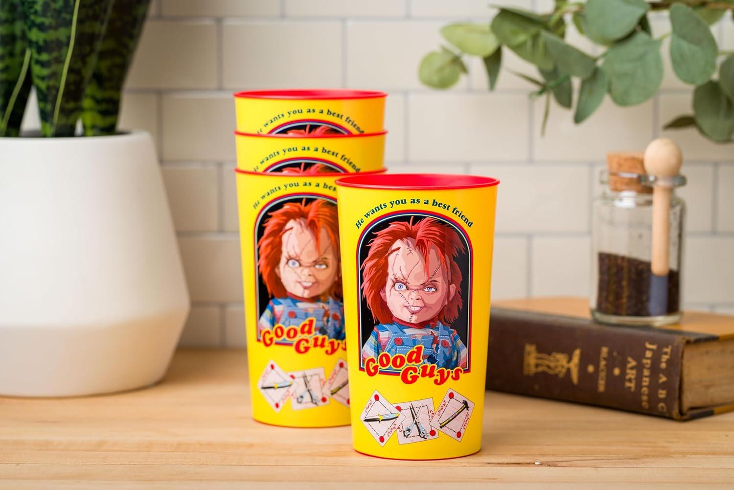 imageSilver Buffalo Beetlejuice Sandworm Never Trust the Living Ceramic Camper Mug 20 OuncesChucky Good Guys 4 Pack