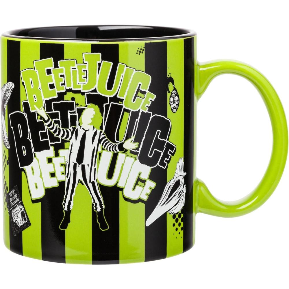 imageSilver Buffalo Beetlejuice Sandworm Never Trust the Living Ceramic Camper Mug 20 OuncesBeetlejuice Green and Black Stripes