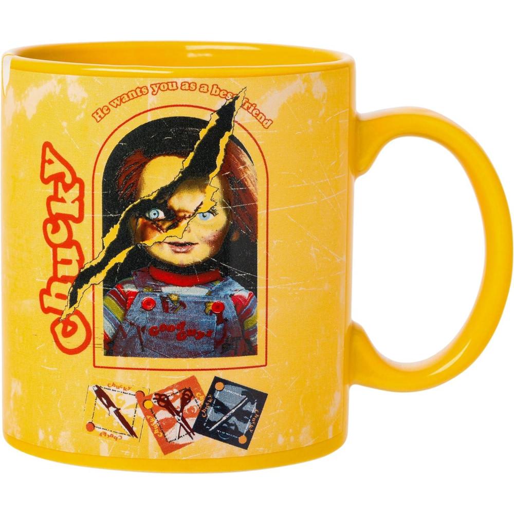 imageSilver Buffalo Beetlejuice Sandworm Never Trust the Living Ceramic Camper Mug 20 OuncesChucky He Wants You as a Best Friend