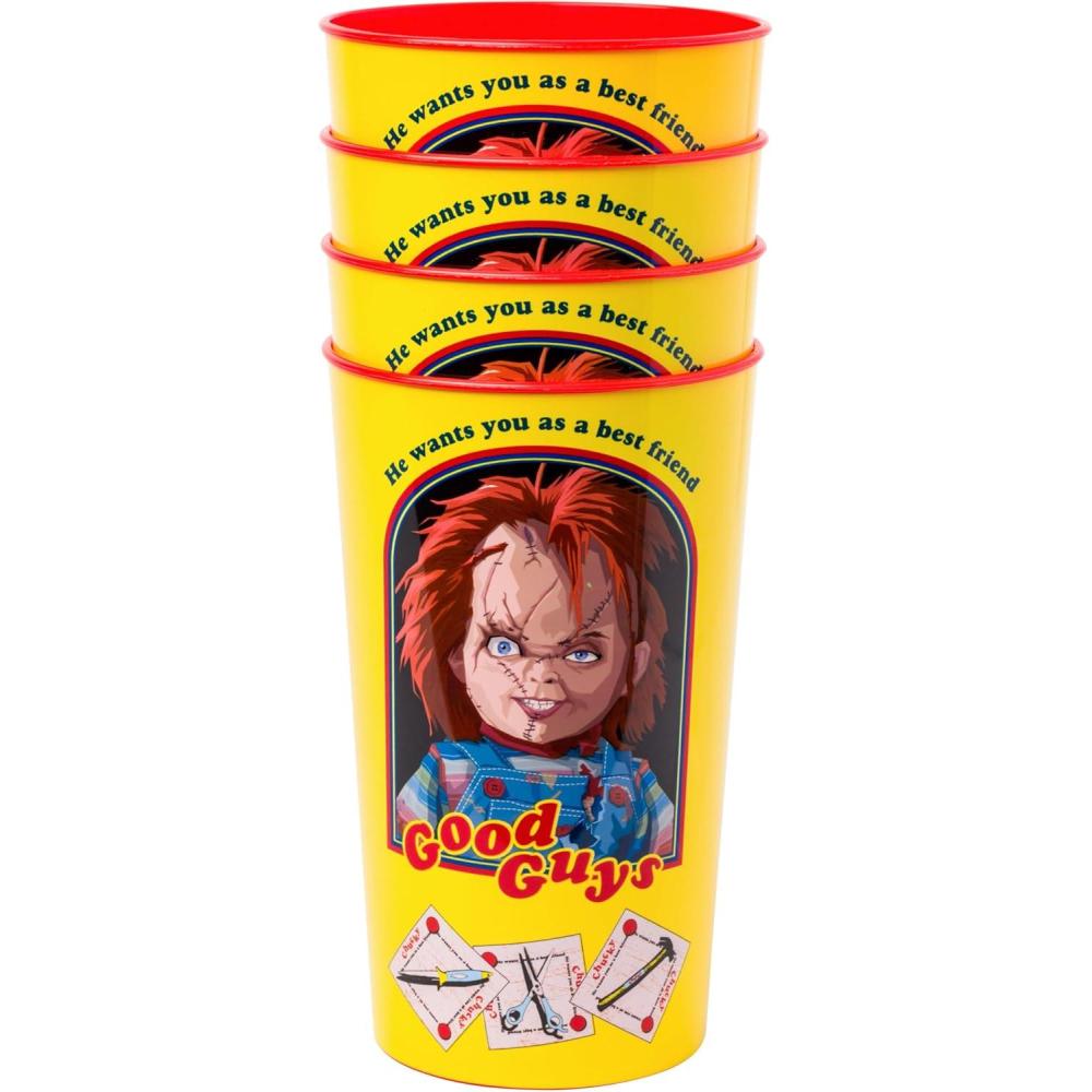 imageSilver Buffalo Beetlejuice Sandworm Never Trust the Living Ceramic Camper Mug 20 OuncesChucky Good Guys 4 Pack