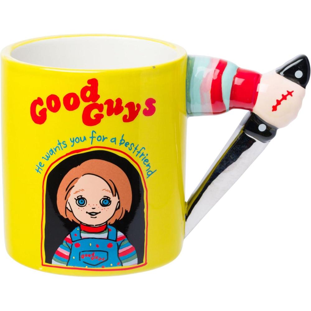 imageSilver Buffalo Beetlejuice Sandworm Never Trust the Living Ceramic Camper Mug 20 OuncesChucky Sculpted Knife