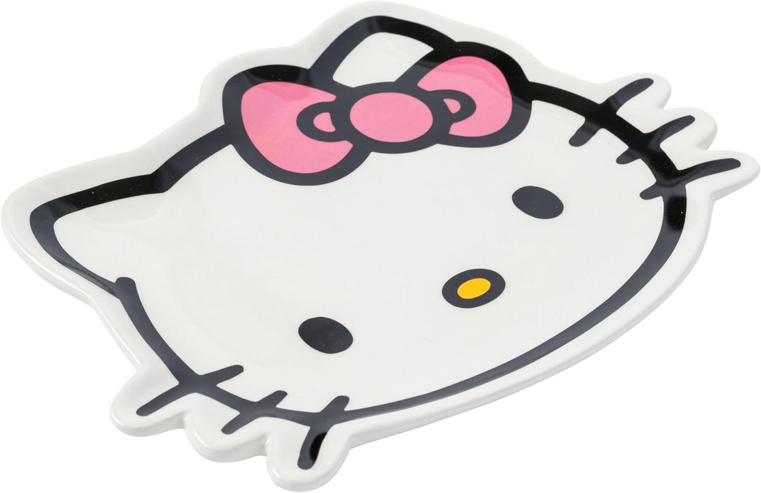 imageSilver Buffalo Sanrio Hello Kitty Face Sculpted Ceramic Trinket Tray Decorative Plate
