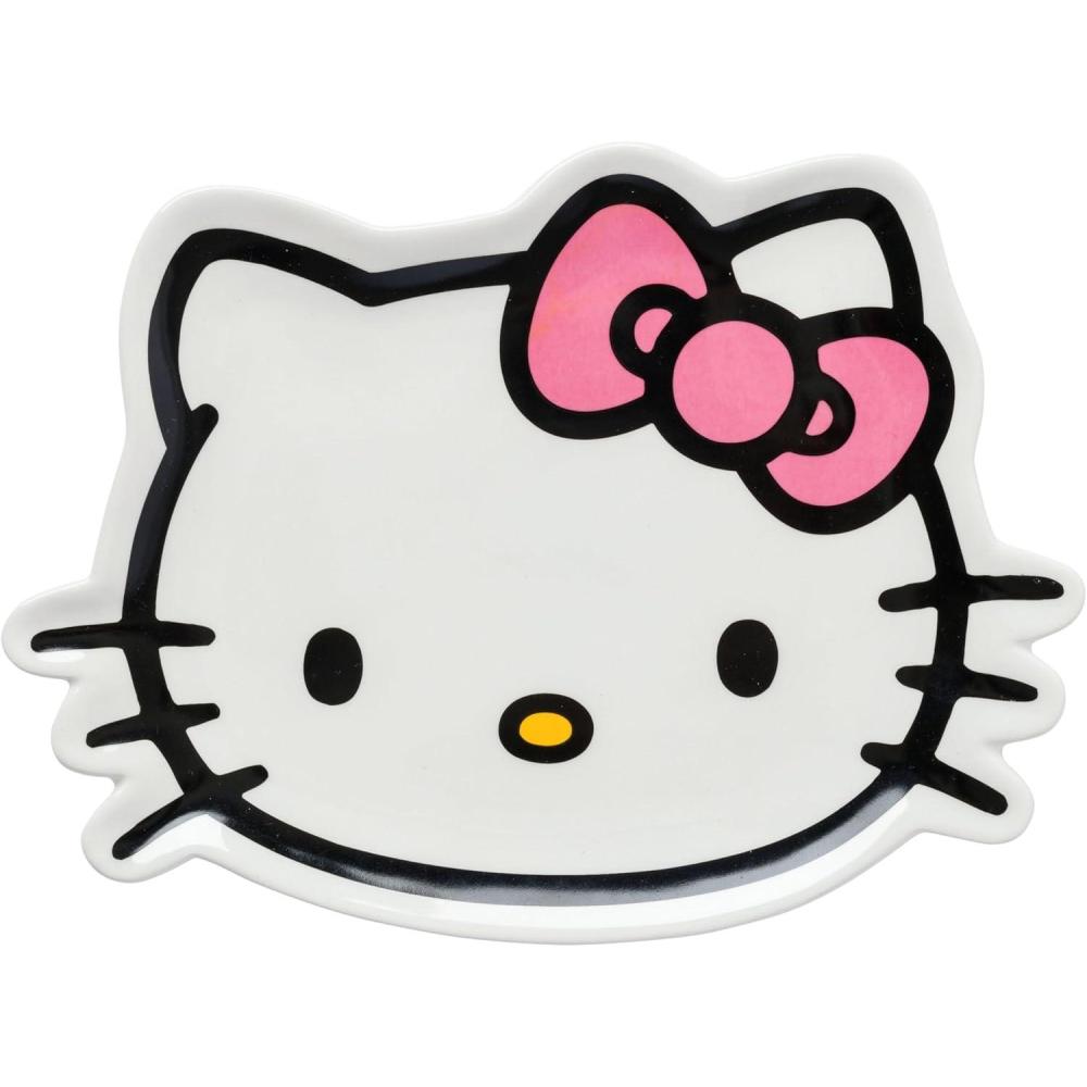 imageSilver Buffalo Sanrio Hello Kitty Face Sculpted Ceramic Trinket Tray Decorative Plate