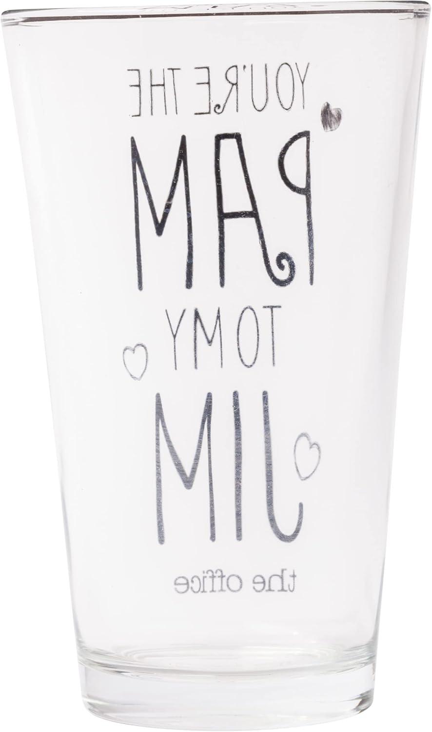 imageSilver Buffalo The Office Jim to my Pam 2pc 16oz Pint and 20oz Stemless Glass Set