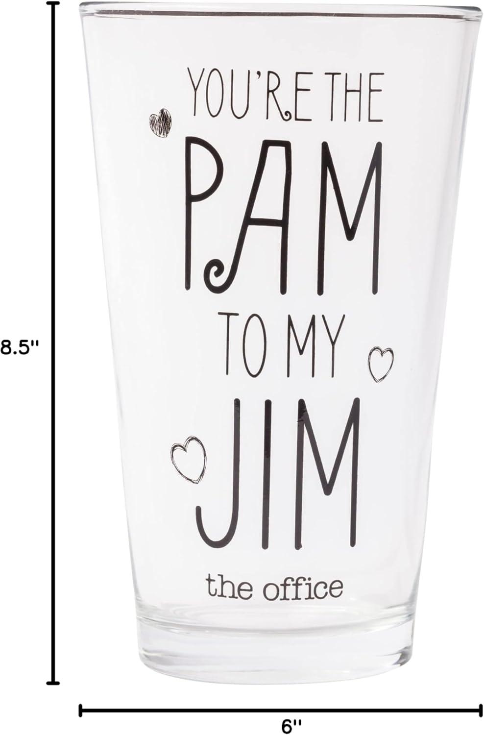 imageSilver Buffalo The Office Jim to my Pam 2pc 16oz Pint and 20oz Stemless Glass Set