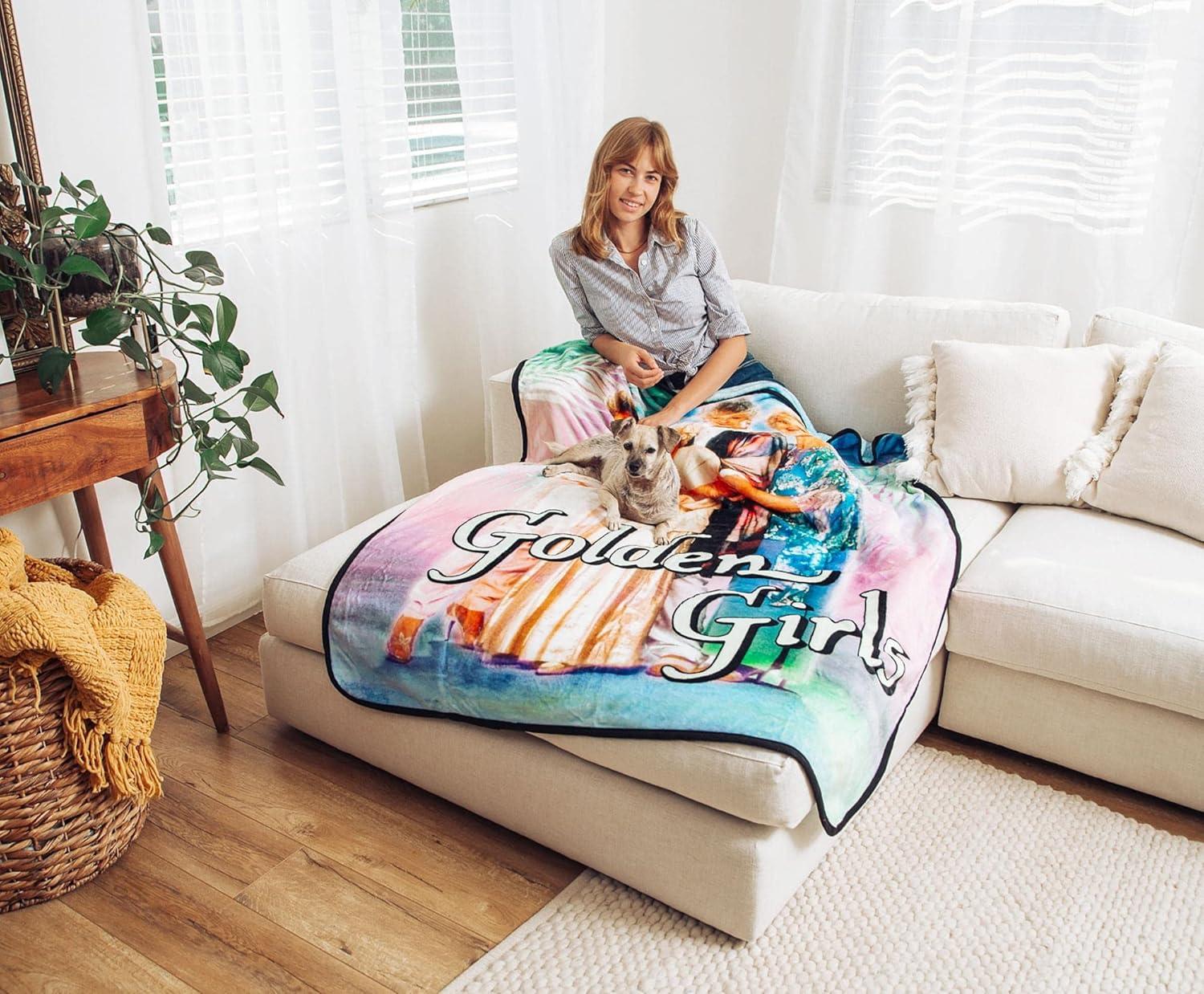 imageGolden Girls The Raschel Fleece Throw Blanket Plush Soft Polyester Cover for Sofa and BedBlue