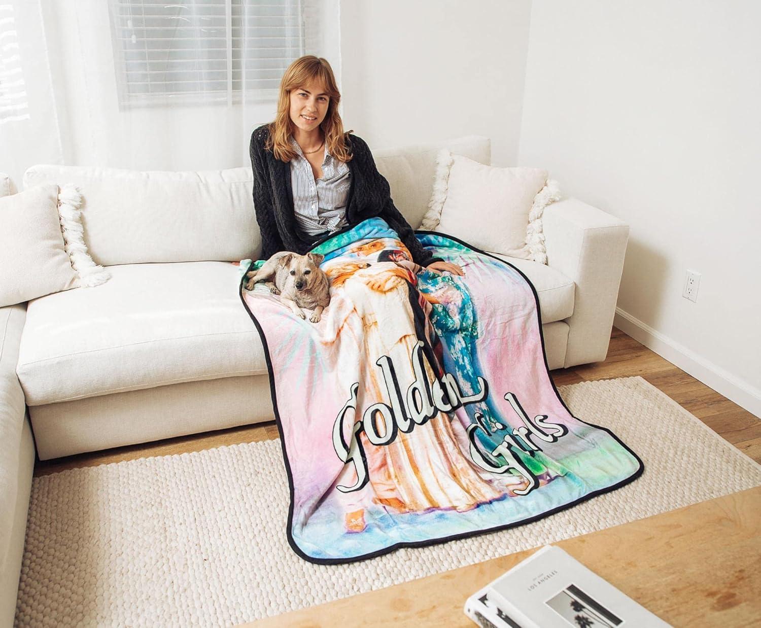 imageGolden Girls The Raschel Fleece Throw Blanket Plush Soft Polyester Cover for Sofa and BedBlue