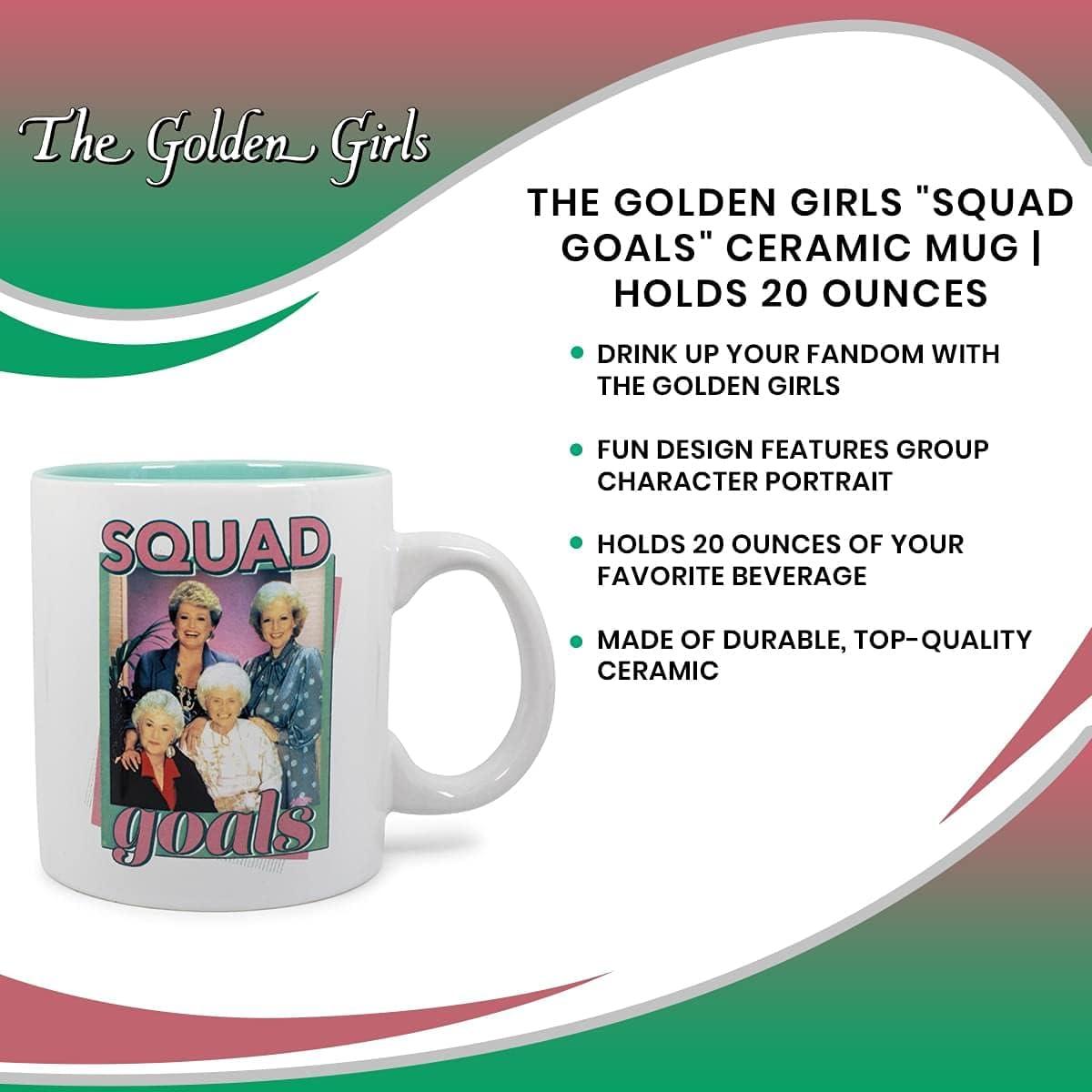 imageSilver Buffalo The Golden Girls Squad Goals Ceramic Coffee Mug Official TV Show Collectible Drinkware Oversized Cup For Home Kitchen Barware Set Holds 20 Ounces