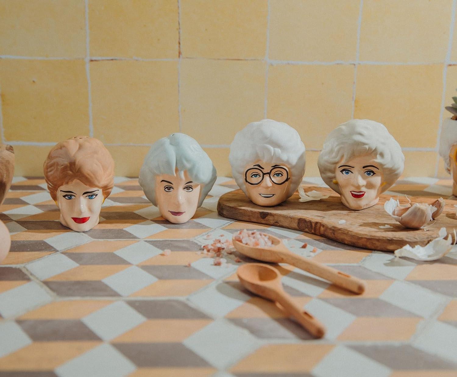 imageThe Golden Girls Rose and Blanche Ceramic Salt and Pepper Shakers Set of 2 Spice Dispenser Storage Canisters