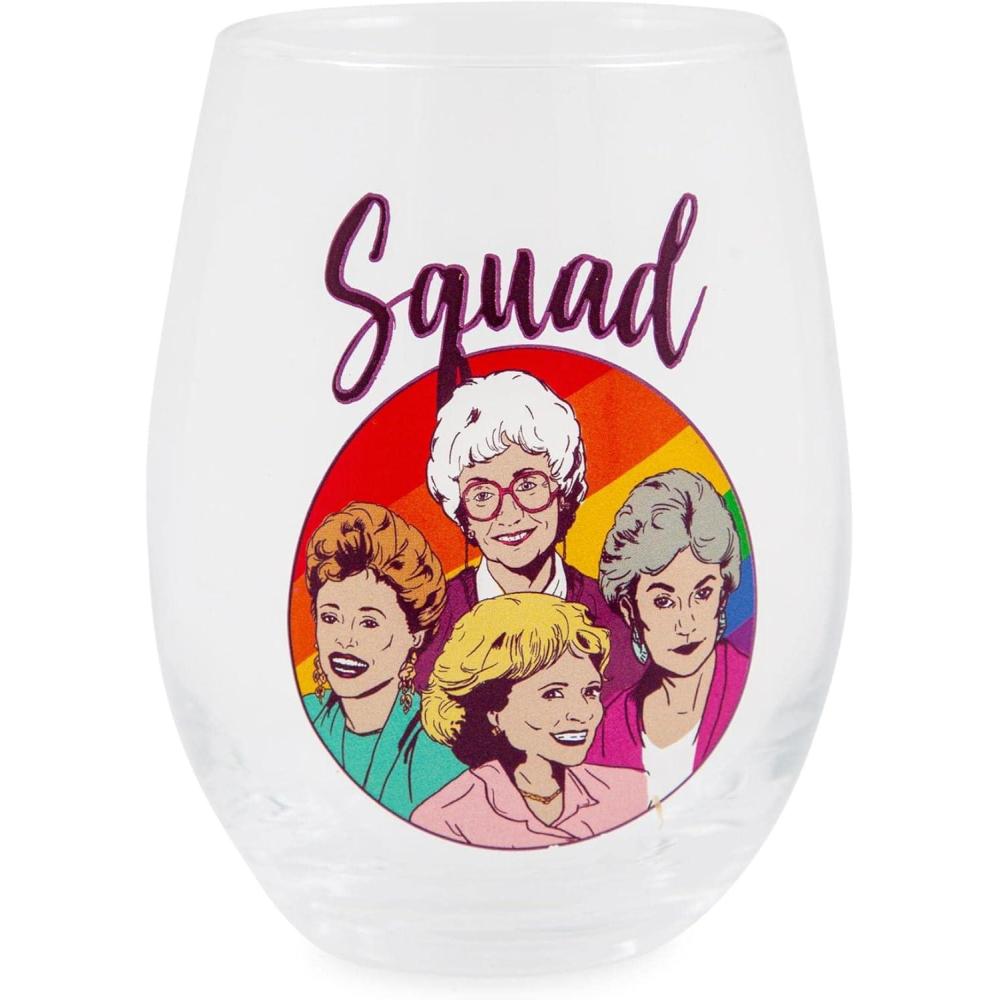 imageGolden Girls The Squad Goals Stemless Wine Glass Official TV Show Collectible Drinkware Novelty Kitchen Gifts Cocktail Glass For Home Barware Holds 20 OuncesPurple